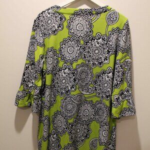 NWOT Aryeh Chartreuse Floral Stretch Bell Flare Sleeve Dress - Sz 3X